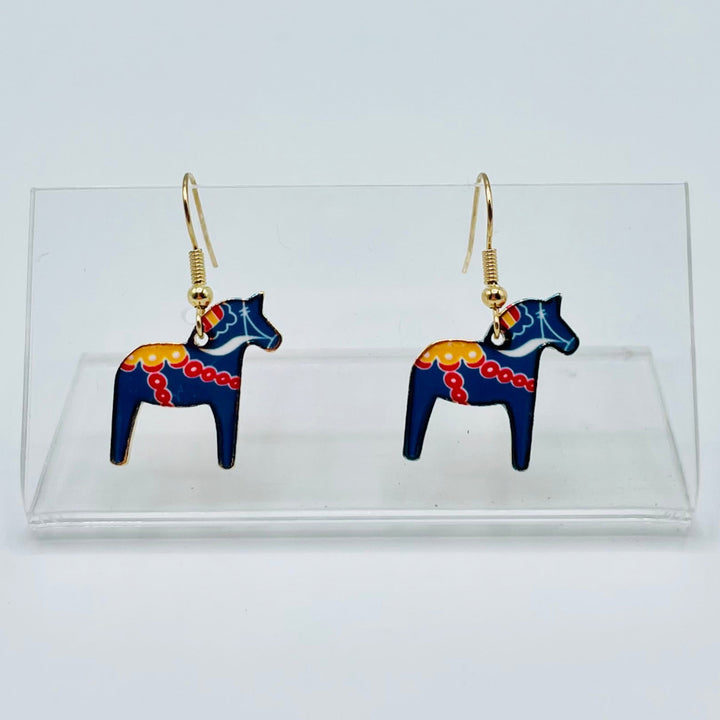 Blue Dala Horse Earrings