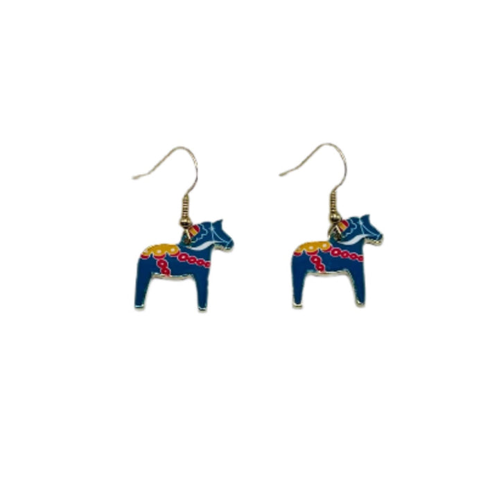 Blue Dala Horse Earrings