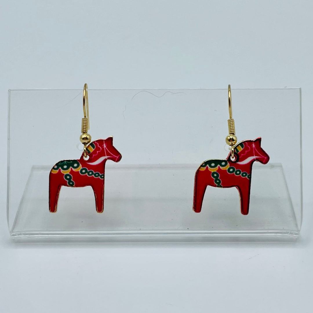 Red Dala Horse Earrings