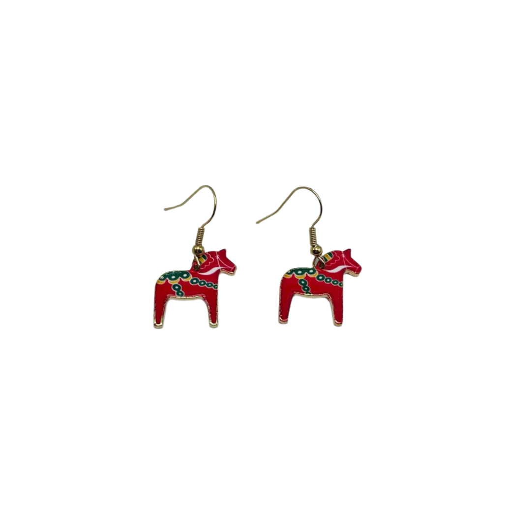Red Dala Horse Earrings