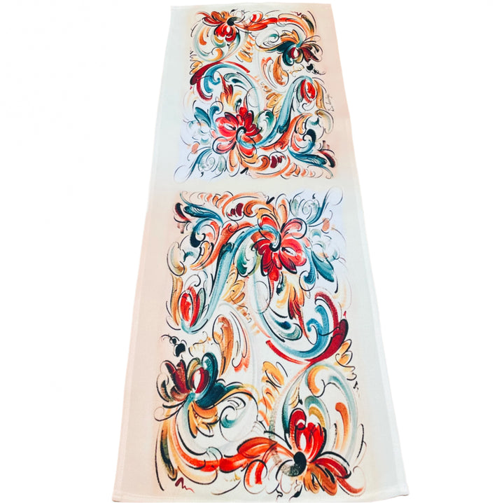 Lise Lorentzen Rosemaling on Peach Tan Table Runner