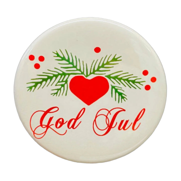 God Jul Hearts and Pines round button/magnet