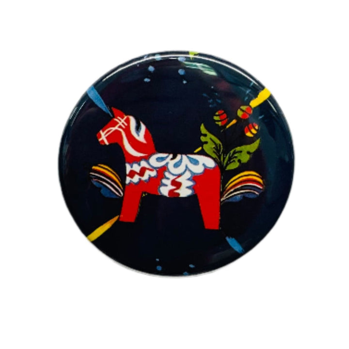 Dala horse round button/magnet