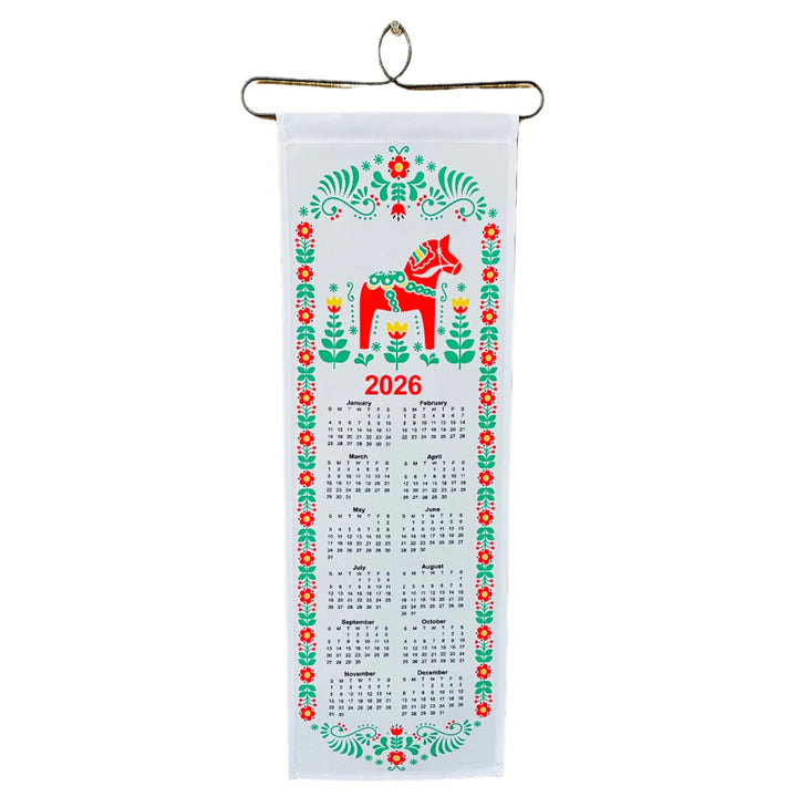 2026 Red Dala horse Fabric Wall Hanging Calendar