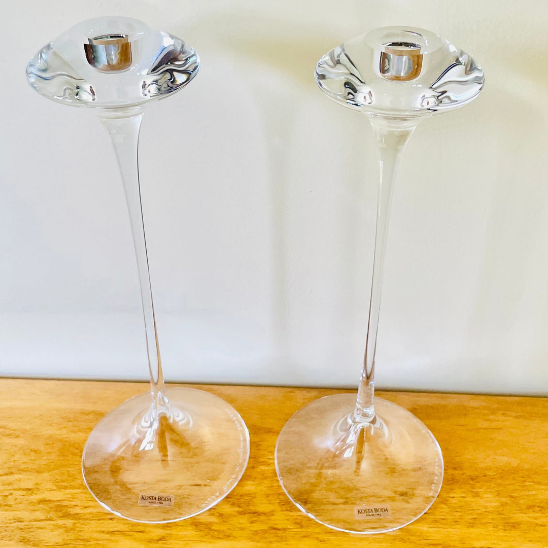 Kosta Boda Fanfare Glass Candle Sticks