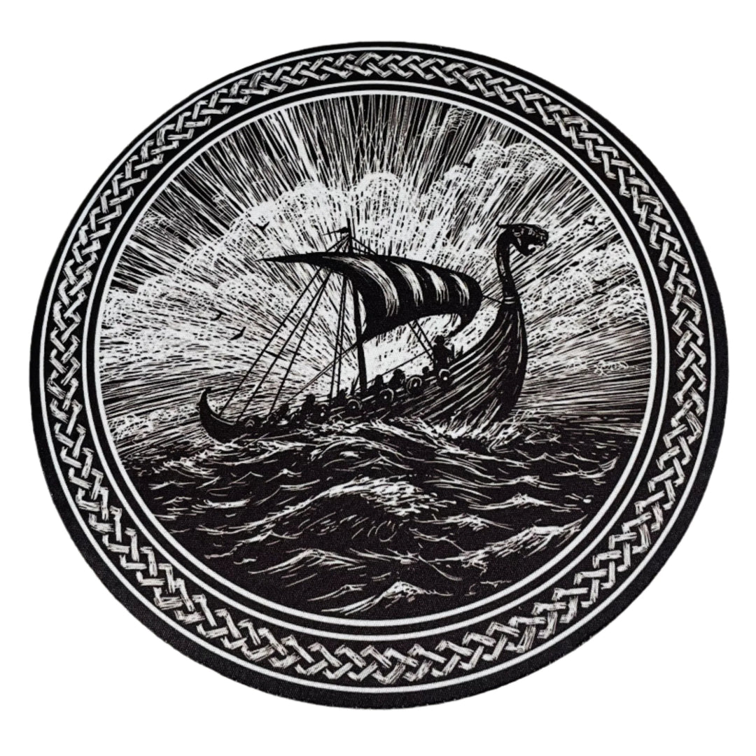 Round Mouse Pad - Viking ship