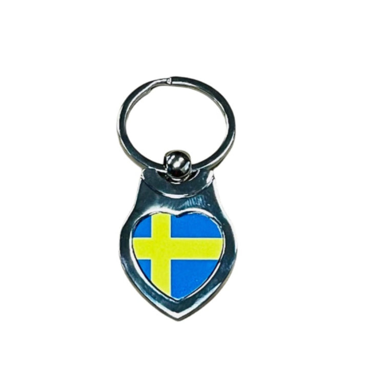 Metal Heart Keyring, Sweden flag