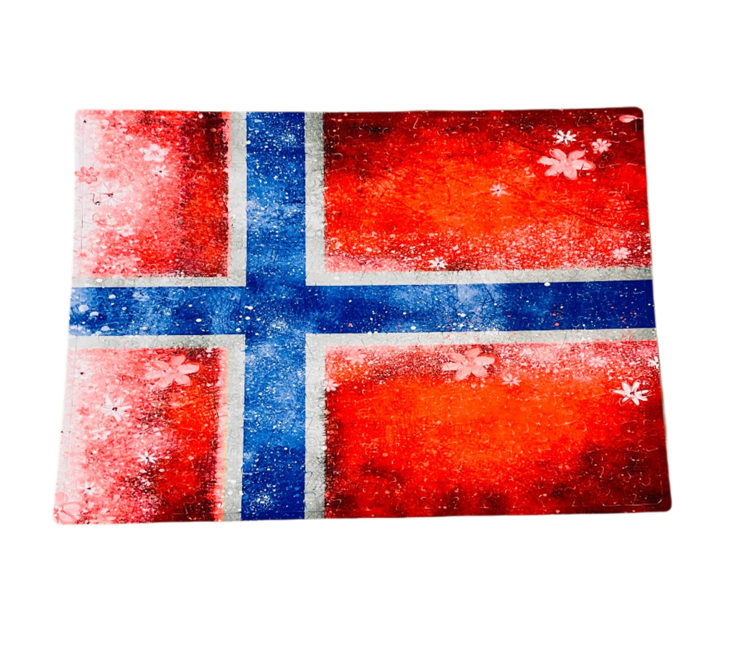 Puzzle - Norway flag with flowers