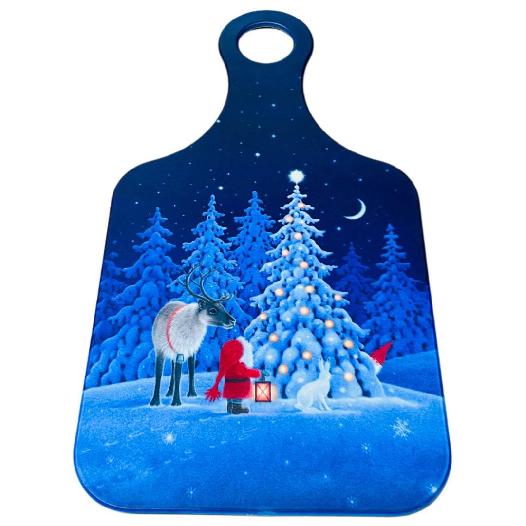 Cutting Board - Eva Melhuish Gnome at Tree with reindeer & rabbit