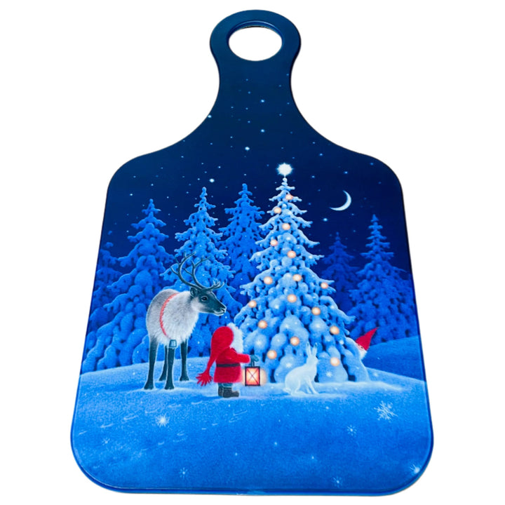 Cutting Board - Eva Melhuish Gnome at Tree with reindeer & rabbit