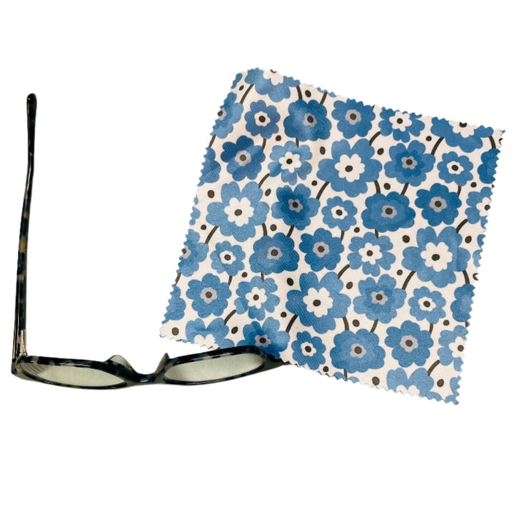 Eye Glass Cleaning Cloth - Blue Flowers