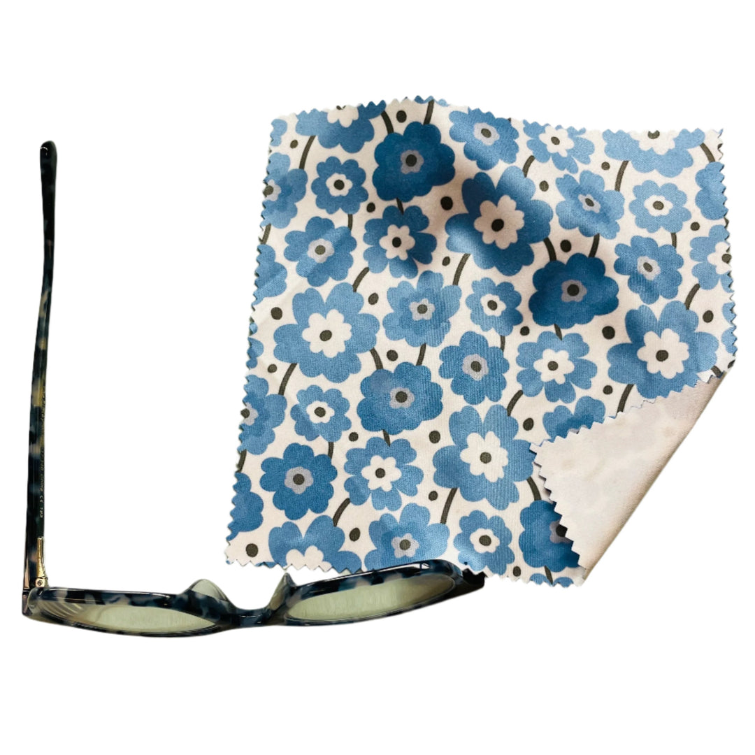 Eye Glass Cleaning Cloth - Blue Flowers