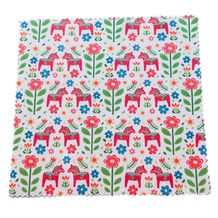Eye Glass Cleaning Cloth - Dala horses & Flowers