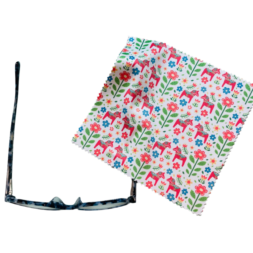 Eye Glass Cleaning Cloth - Dala horses & Flowers