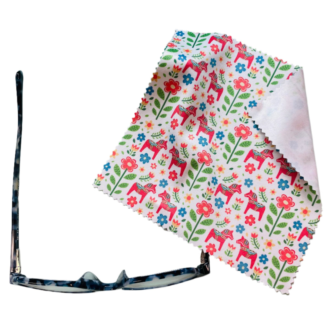 Eye Glass Cleaning Cloth - Dala horses & Flowers