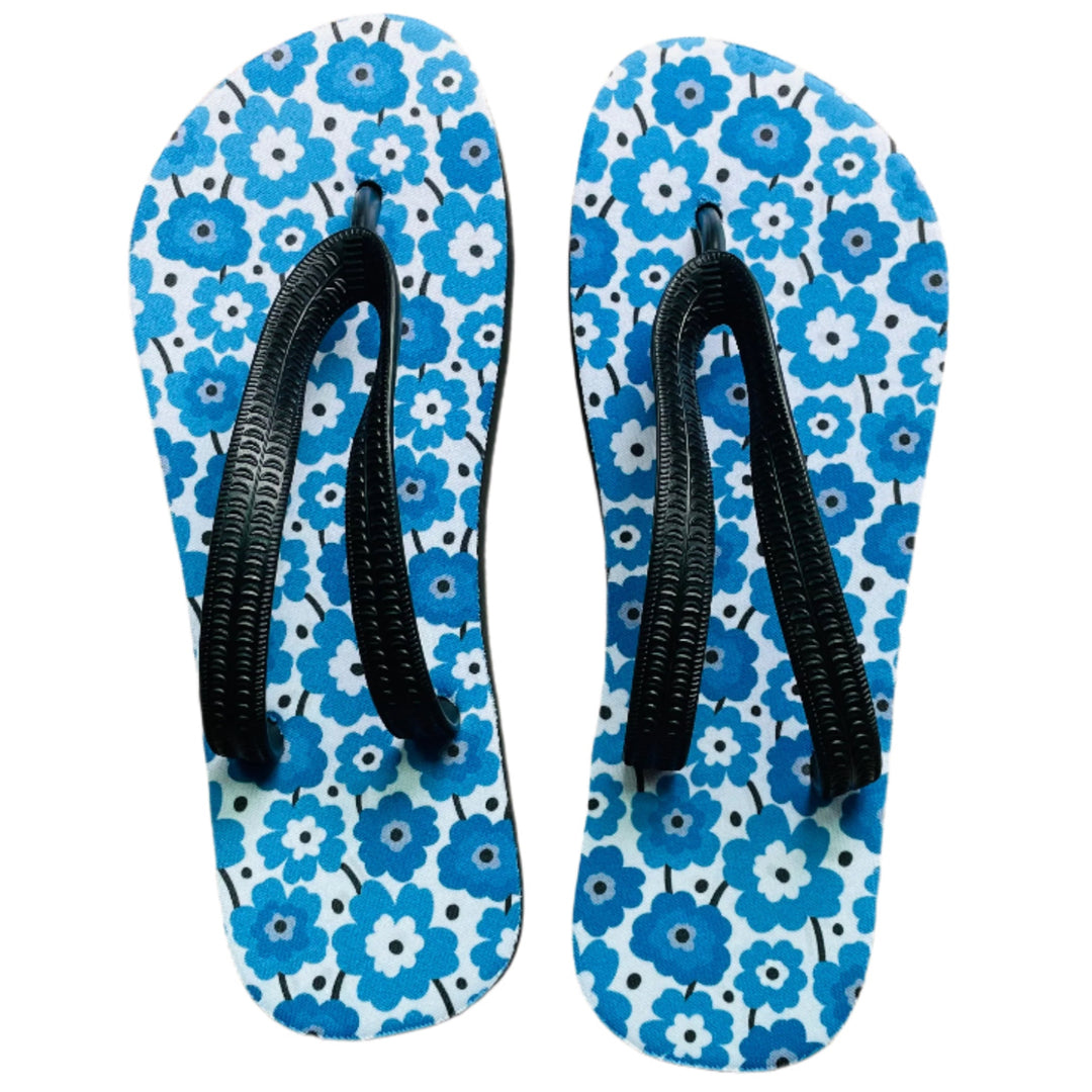 Flip Flop Sandals - Blue Flowers