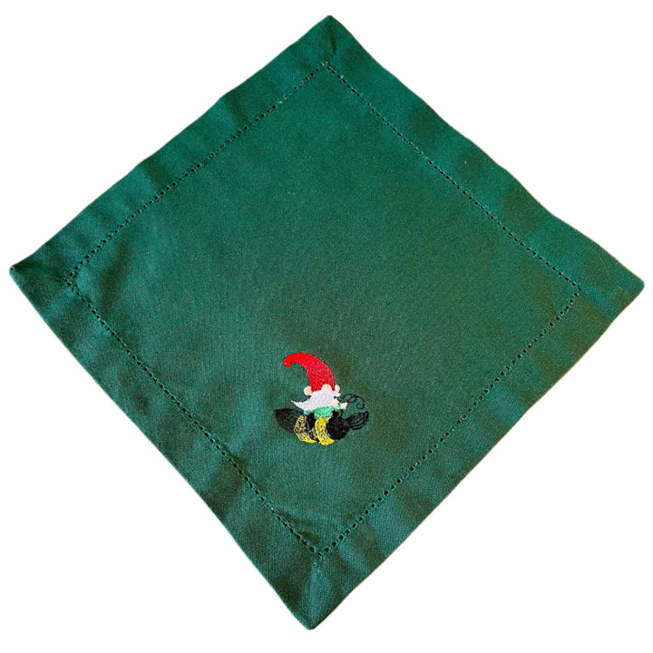 Small Square Doily Embroidered Gnome on Bumble Bee