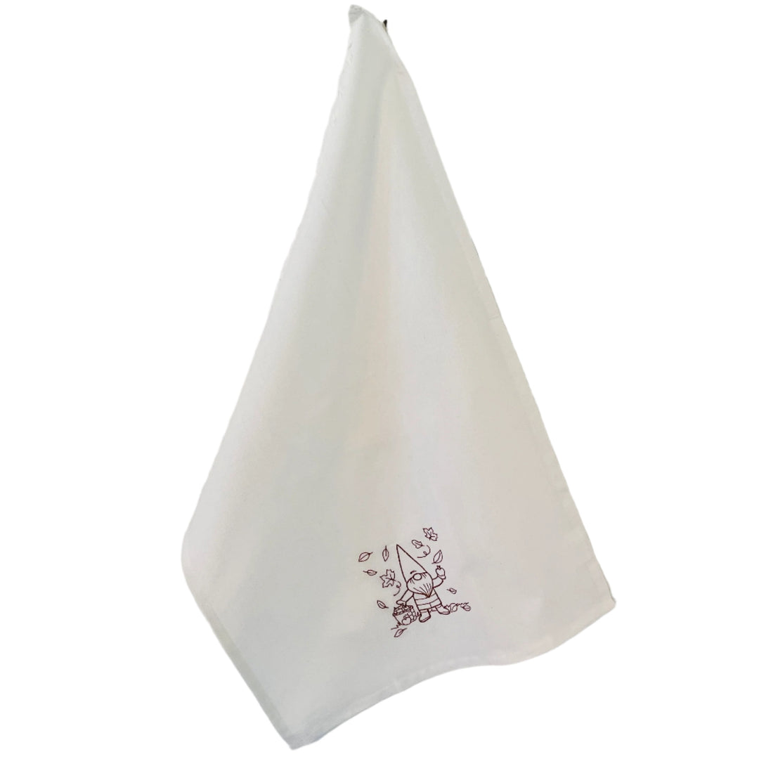Dish Towel - Gnome with Apples & Leaves