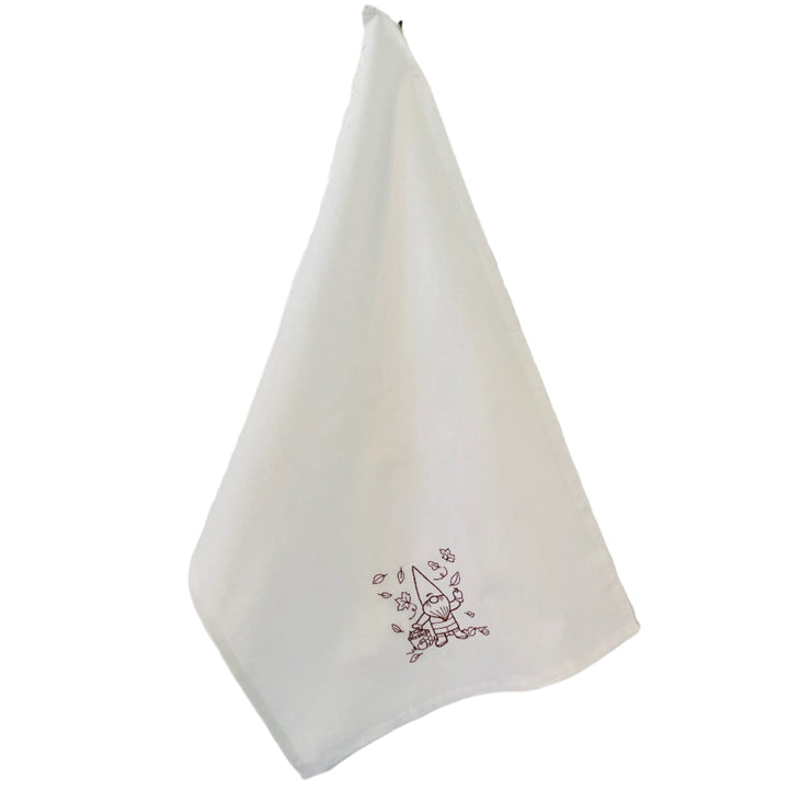 Dish Towel - Gnome with Apples & Leaves