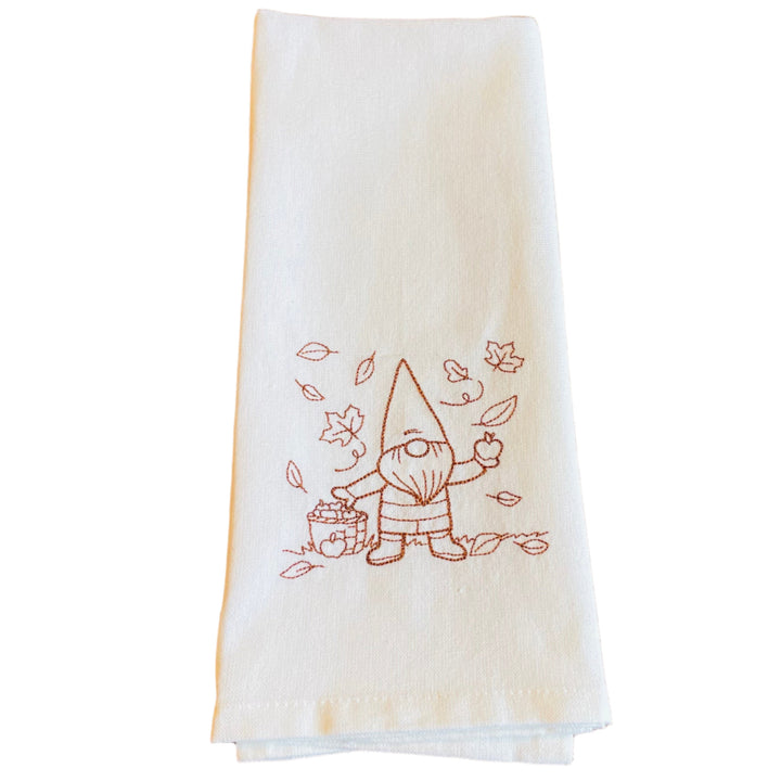 Dish Towel - Gnome with Apples & Leaves