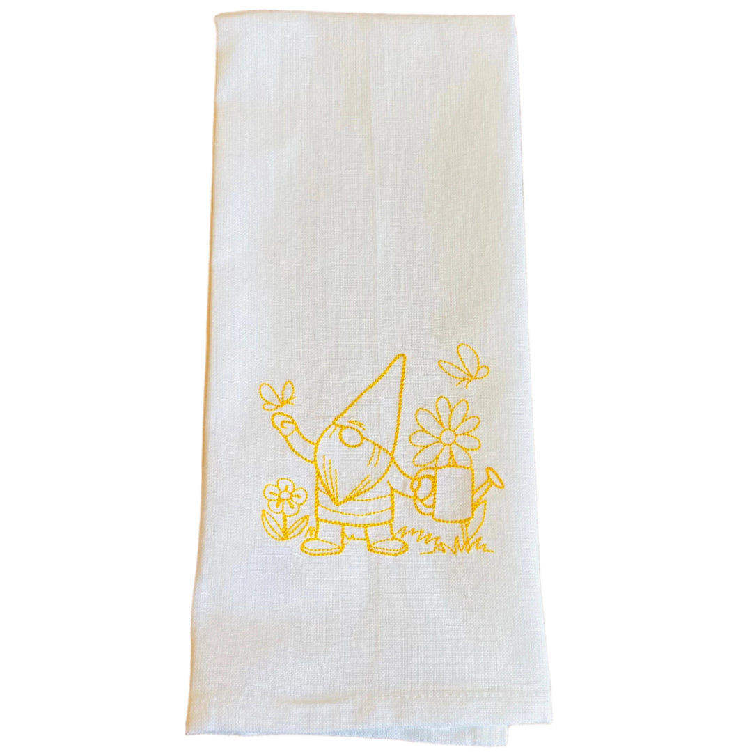 Dish Towel - Gnome with Watering can & Butterflies