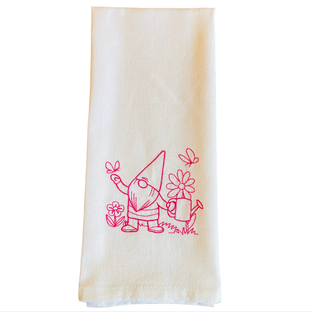 Dish Towel - Gnome with Watering can & Butterflies