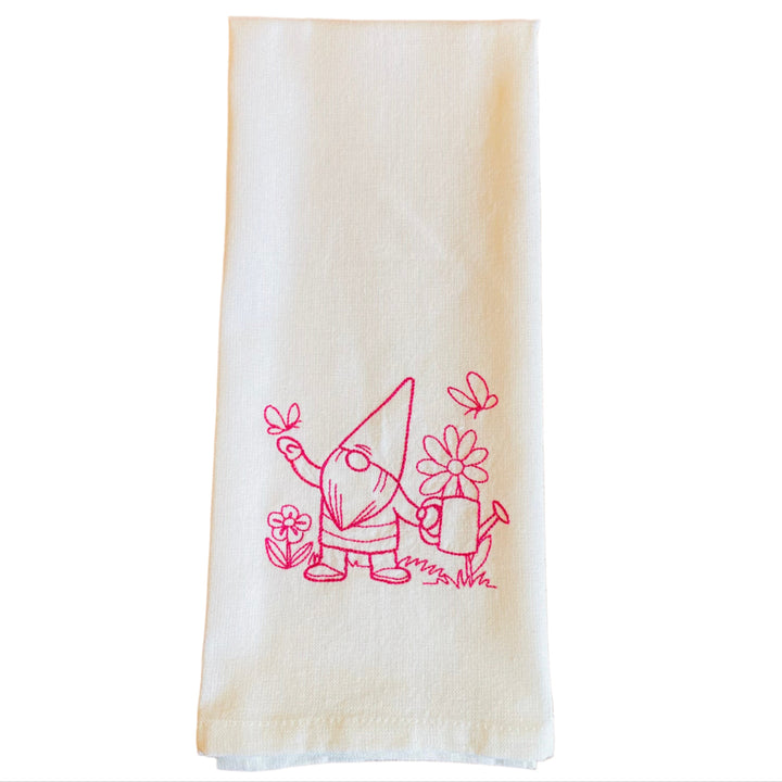 Dish Towel - Gnome with Watering can & Butterflies