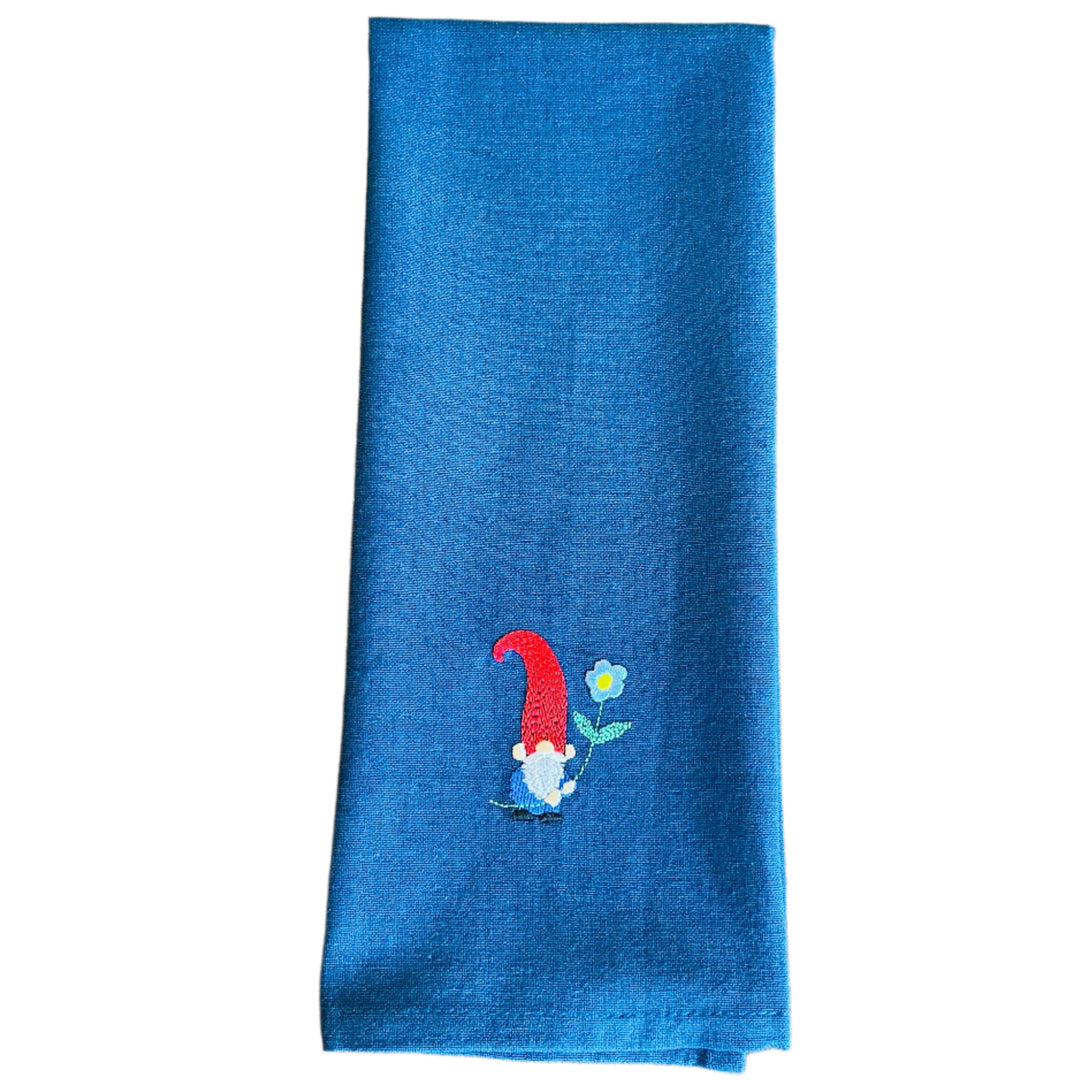 Dish Towel - Gnome with blue flower