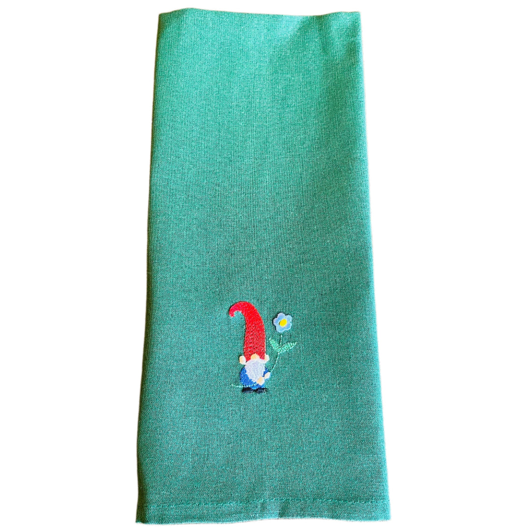 Dish Towel - Gnome with blue flower