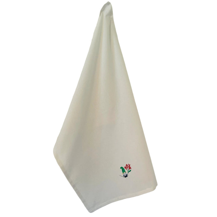 Dish Towel - Gnome with red flowers
