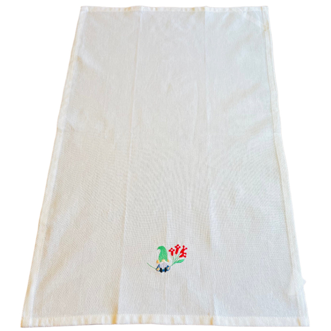Dish Towel - Gnome with red flowers