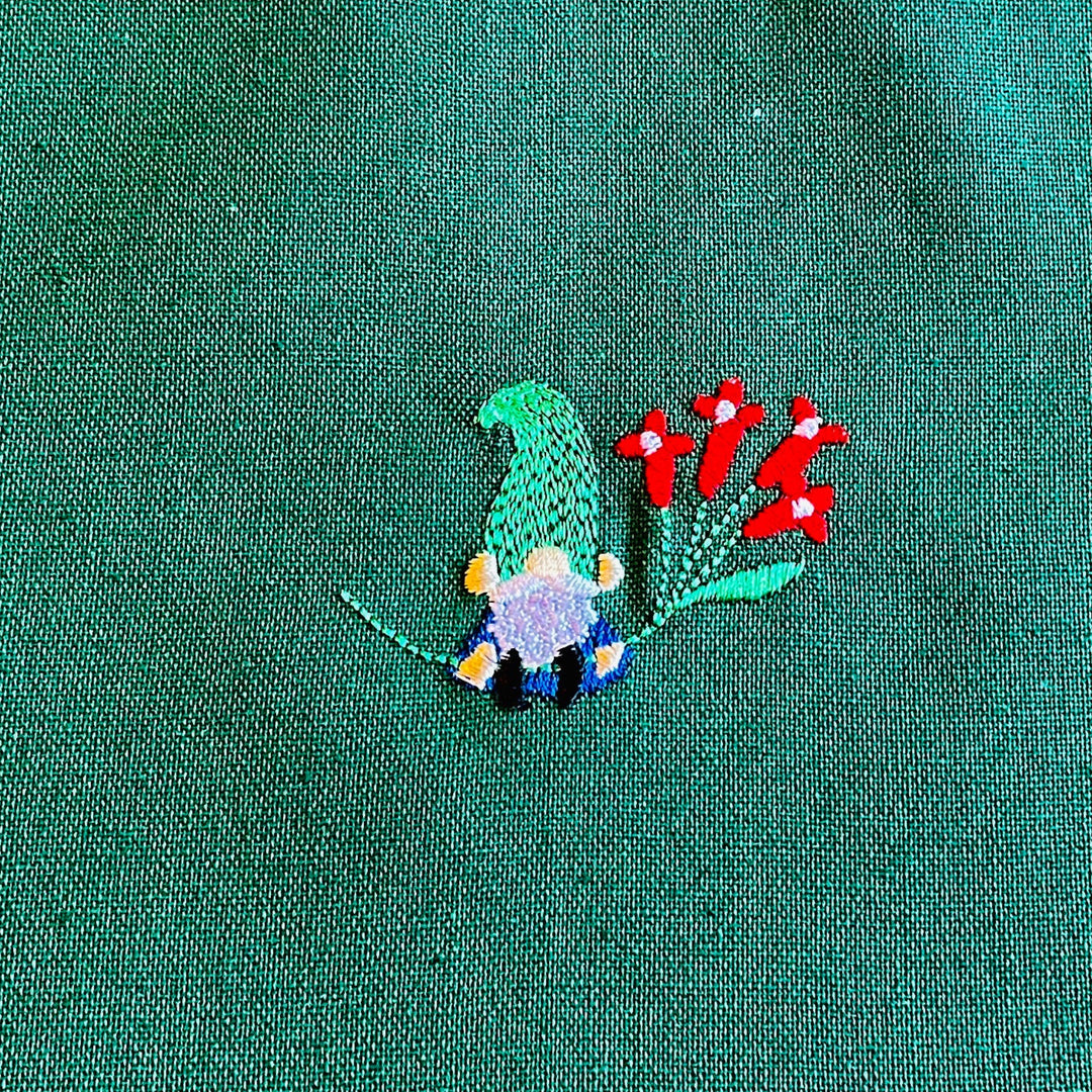 Dish Towel - Gnome with red flowers