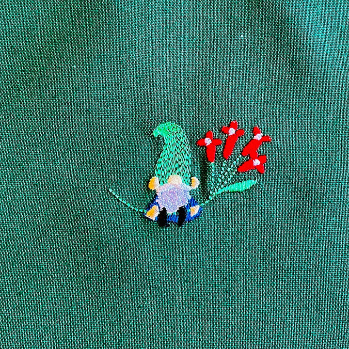 Dish Towel - Gnome with red flowers
