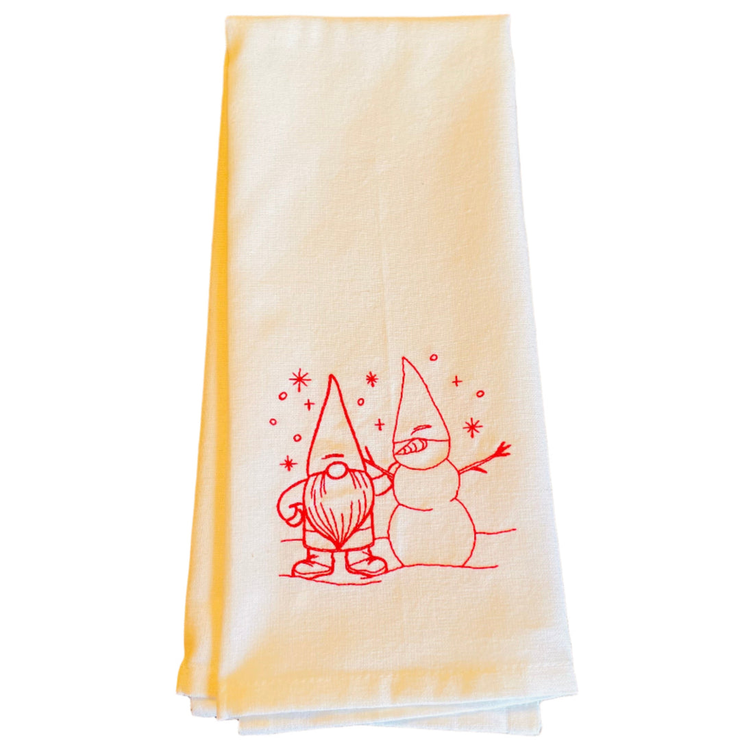 Dish Towel - Gnome with Snowman