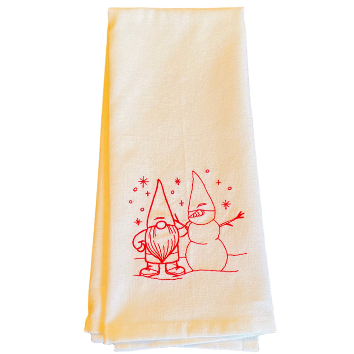 Dish Towel - Gnome with Snowman