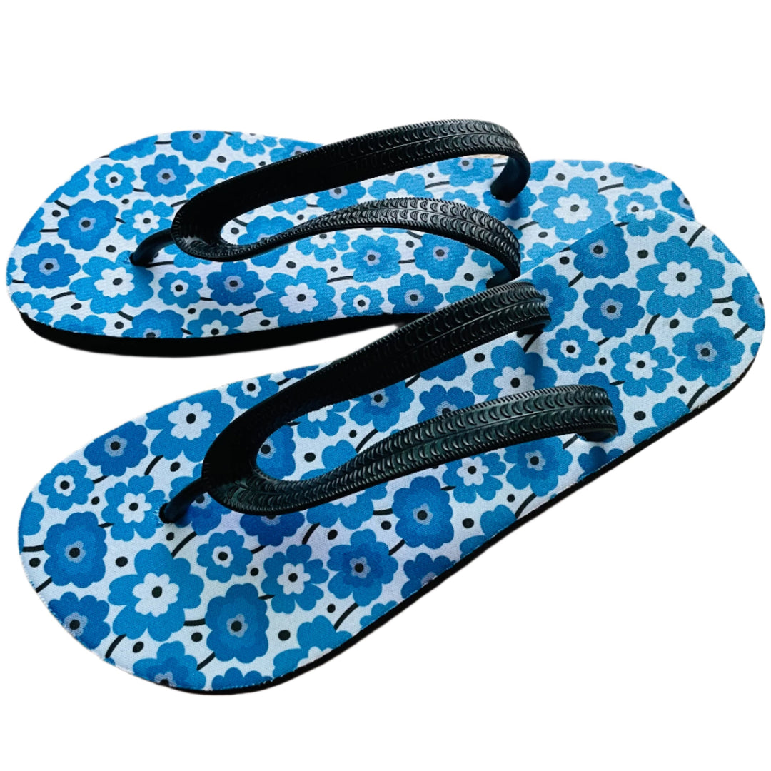 Flip Flop Sandals - Blue Flowers