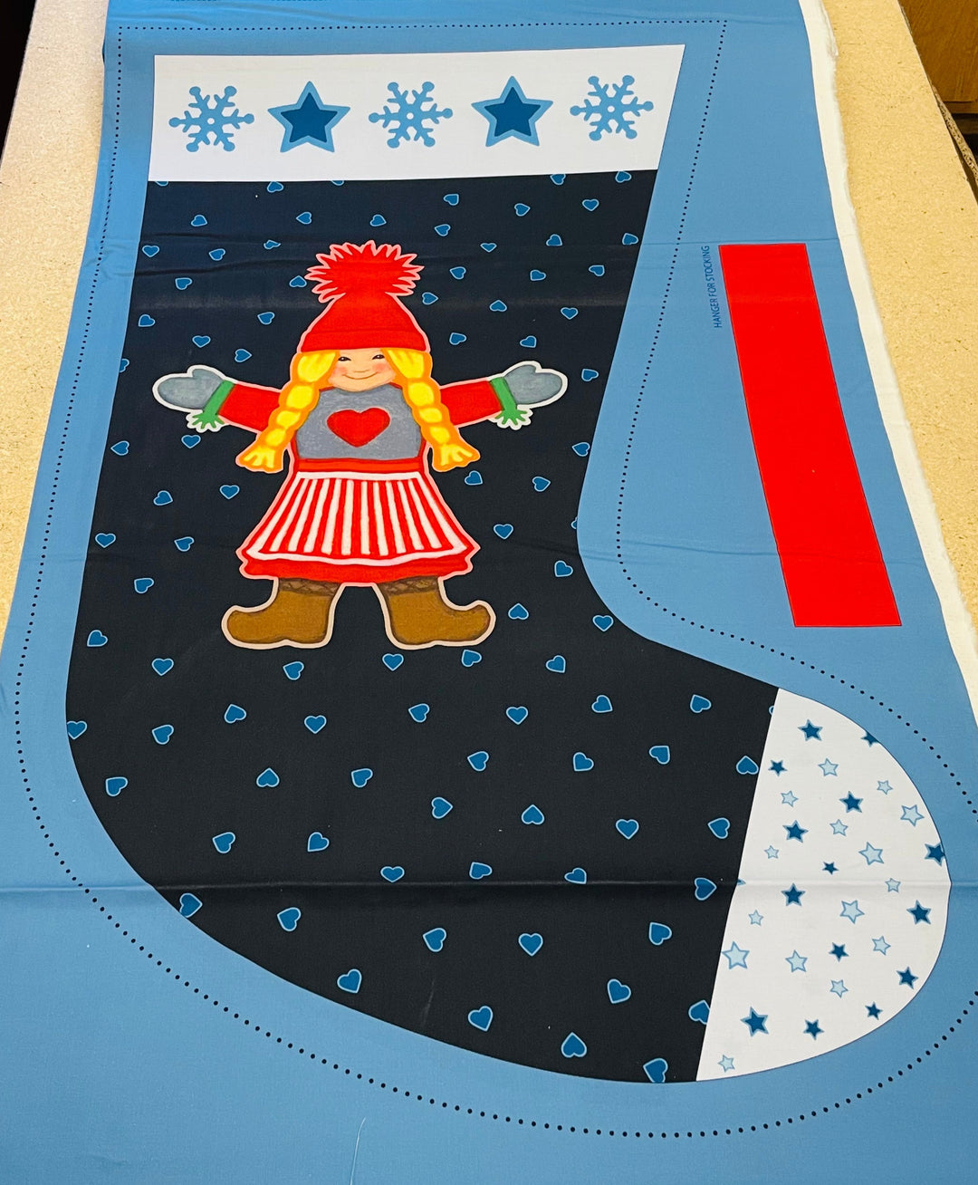 Eva Melhuish Gnome Fabric Stockings -Tomtens Folklore 1 yard panel with 2 stockings