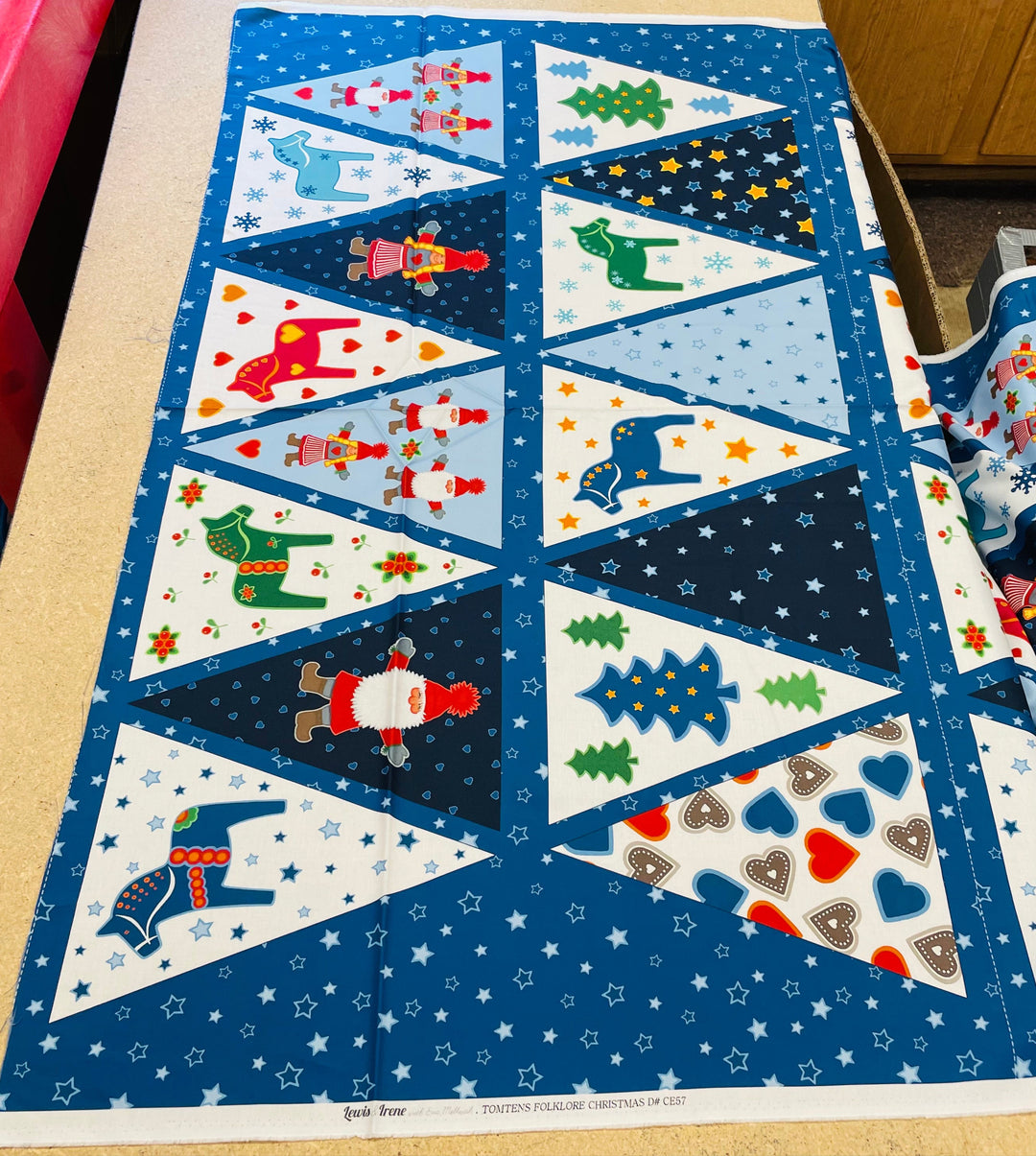 Eva Melhuish Gnome Fabric - Tomten Folklore Flags Bunting 1/2 yard panel
