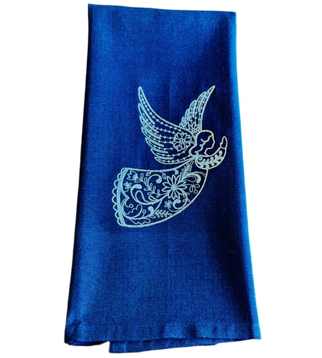 Dish Towel - White Rosemaling Angel