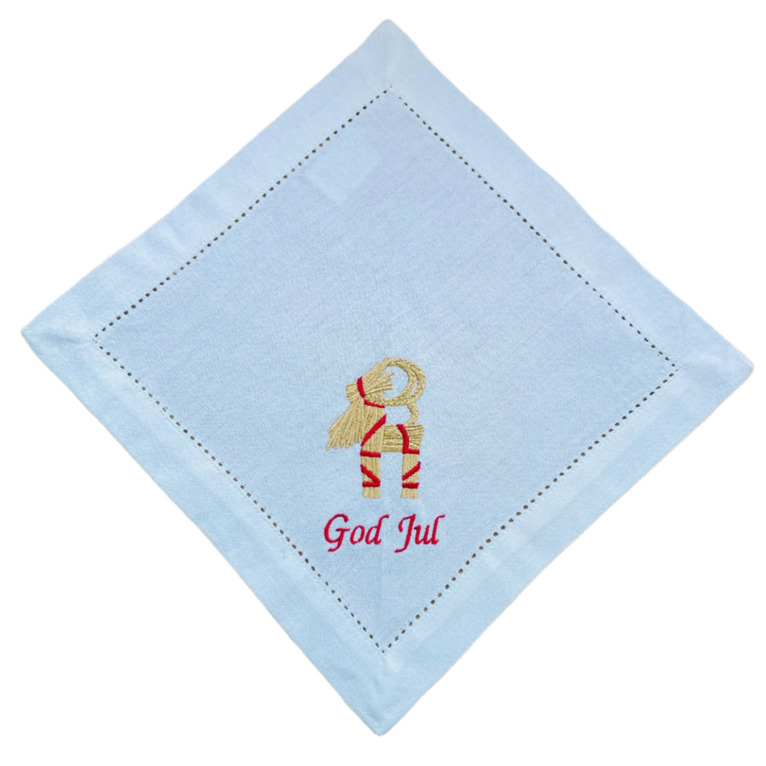 Small Square Doily Embroidered God Jul Goat