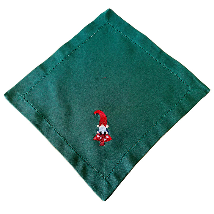 Small Square Doily Embroidered Gnome on Mushroom