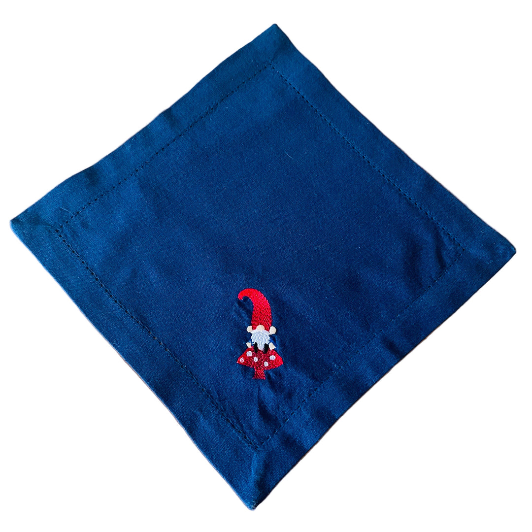 Small Square Doily Embroidered Gnome on Mushroom