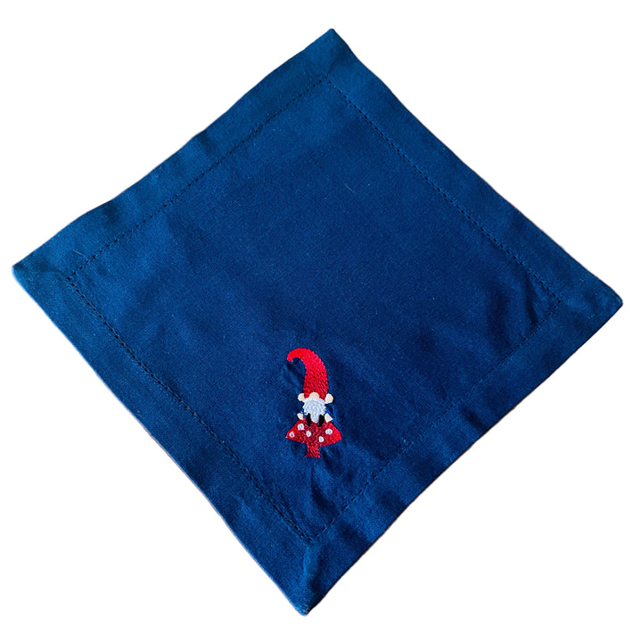 Small Square Doily Embroidered Gnome on Mushroom