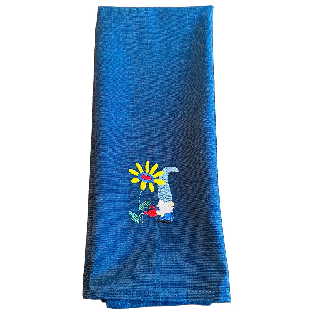 Dish Towel - Gnome watering flower