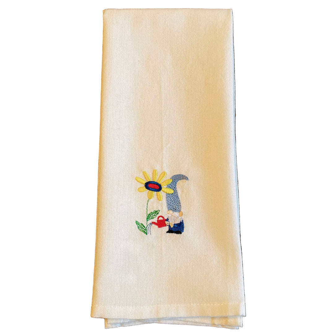 Dish Towel - Gnome watering flower