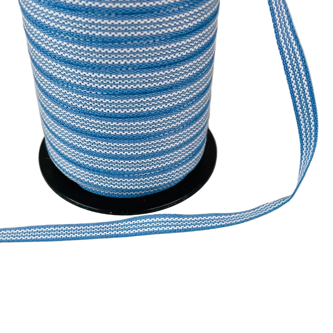 Fabric Ribbon Trim by the yard - Light blue & White stripe