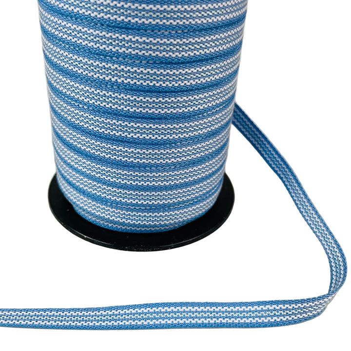 Fabric Ribbon Trim by the yard - Light blue & White stripe