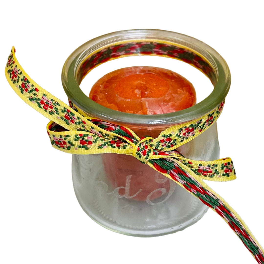 God Jul Glass Votive with Swedish Ribbon