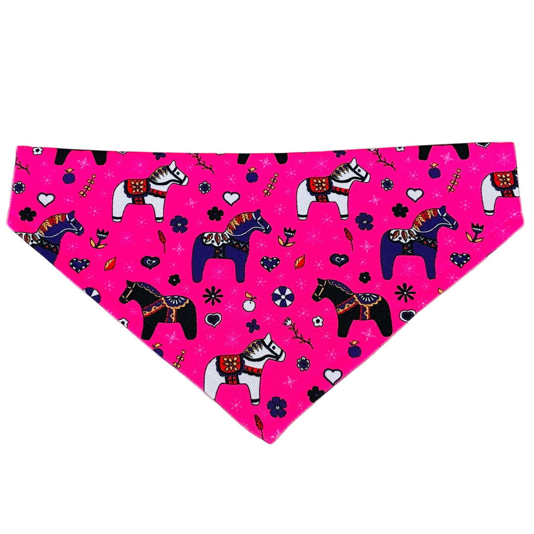 Pet Bandana - Dala horses on pink