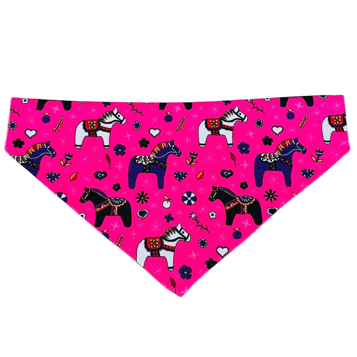Pet Bandana - Dala horses on pink